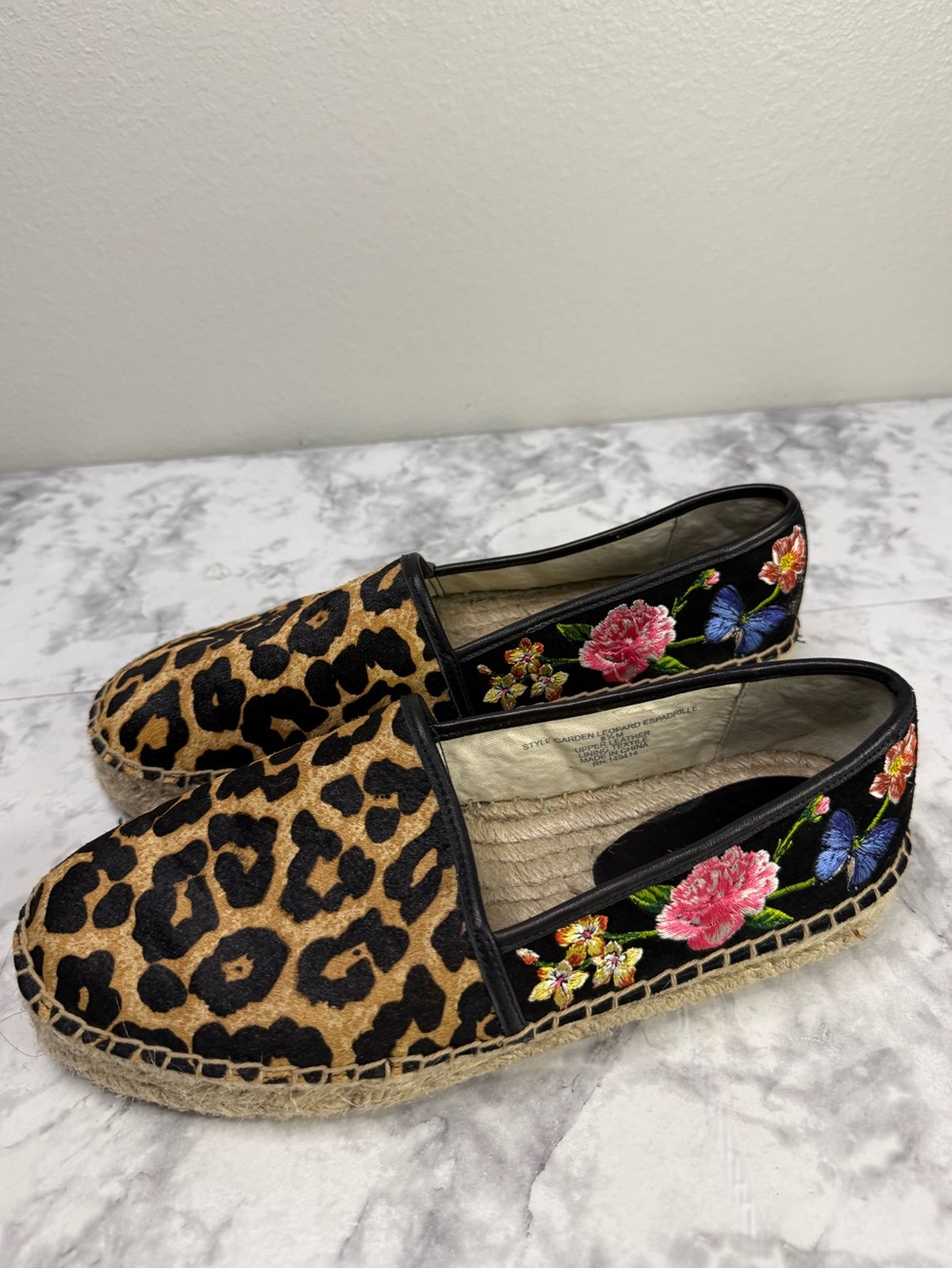 JOHNNY WAS Embroidered Garden Leopard Espadrille Slip On Shoe Sz 8 1/2M RN149414